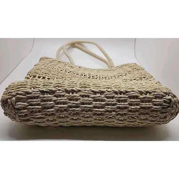 J.CREW Marseille 100% Paper Straw Open Weave Unstructured Market Tote Bag Beach - Picture 4 of 16
